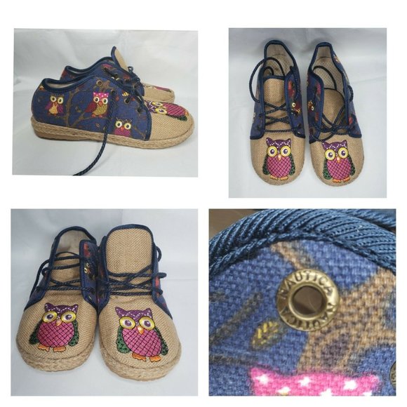 Nautica Owl Embroidered Rope Style Nature Theme Shoes Size 39 - Picture 1 of 12